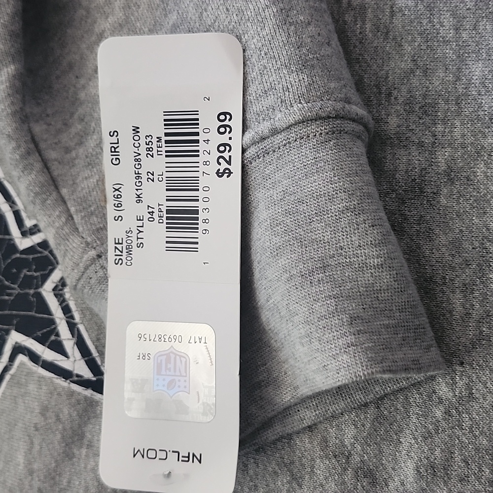 NFL Dallas Cowboys Navy and Gray Girls Cropped Sweatshirt - Picture 2 of 4